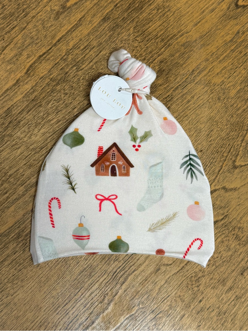 Lou Lou & Co Bamboo Christmas Pattern Top Knot Hat